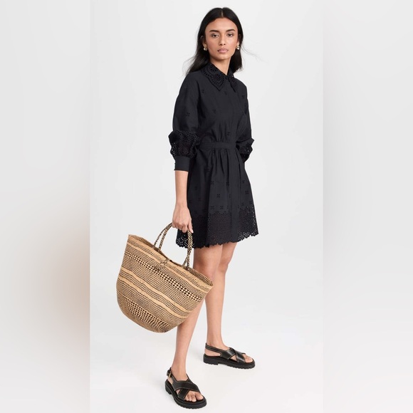 Tuckernuck Dresses & Skirts - new Tuckernuck Ulla Johnson Gemma eyelet broderie shirt dress in black